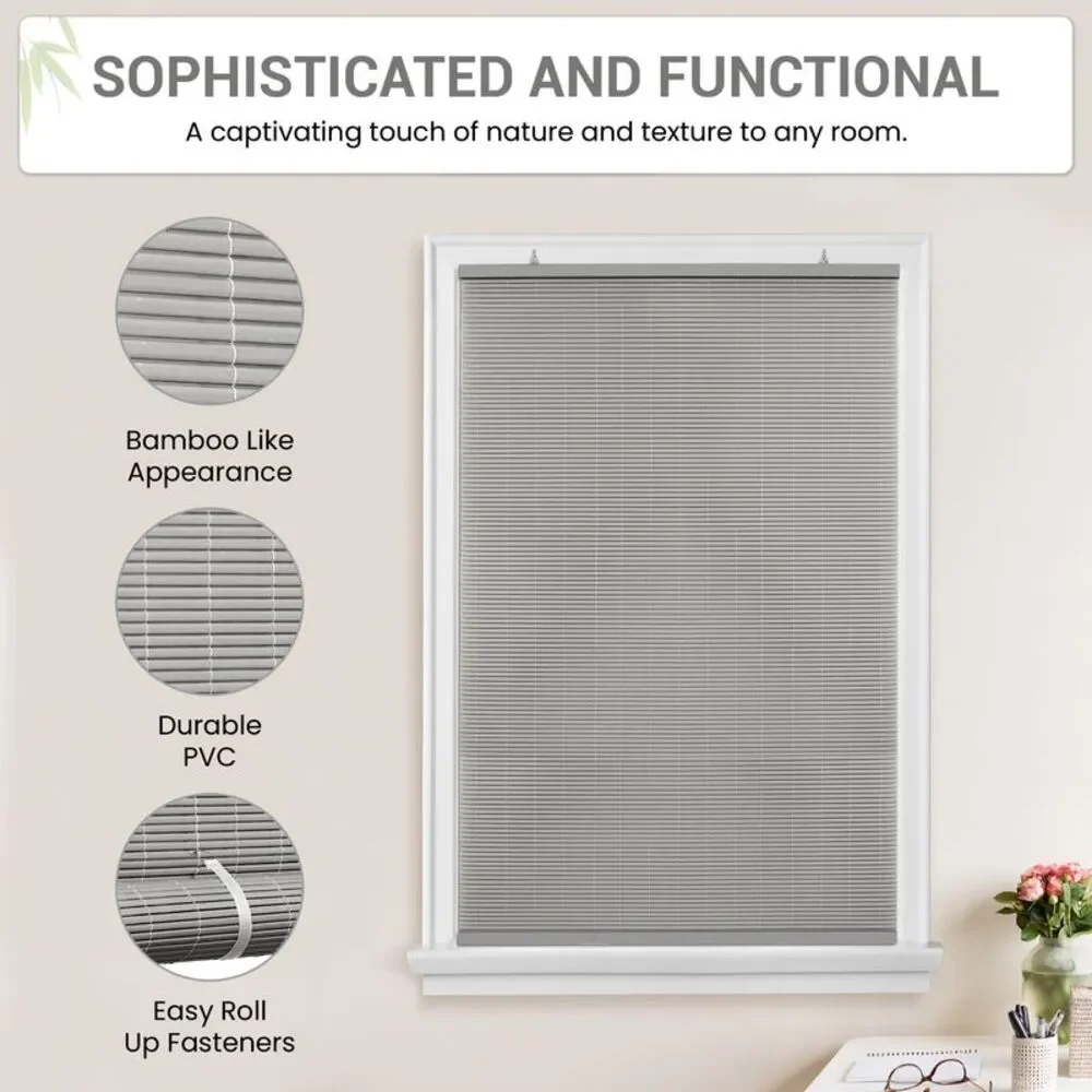 PowerSellerUSA Oval Cordless Blinds, Roll-Up Roller Shades for Windows and